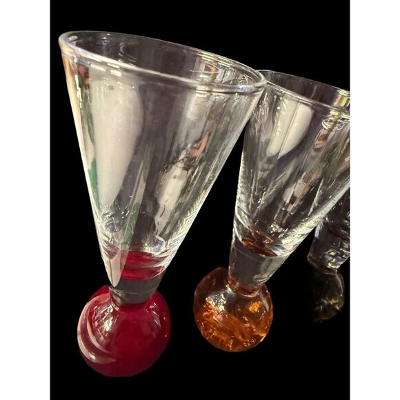 Bubble Ball Bottom Base Shot Cordial Glasses Multi-Color, Set Of 6 - Picture 11 of 16